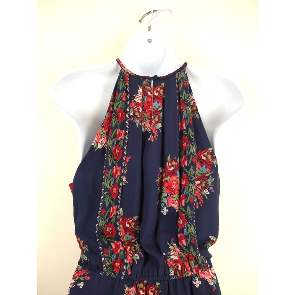 Joie Navy Floral Halter Makana Silk Dress L - Picture 8 of 10